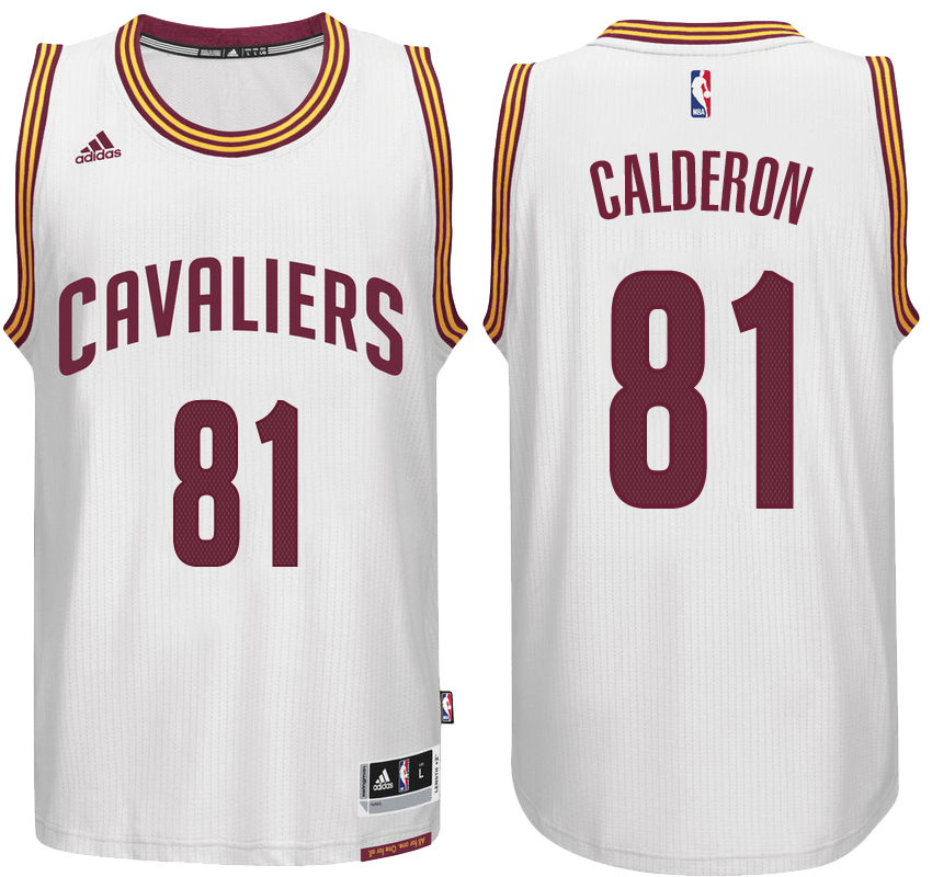 Men Cavaliers Jose Calderon #81 NBA Swingman Road White Jersey