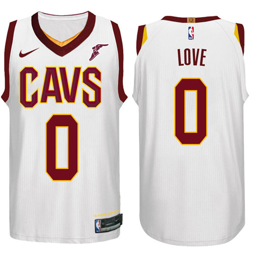 Men Cavaliers Kevin Love #0 Performance Basketball White Jersey