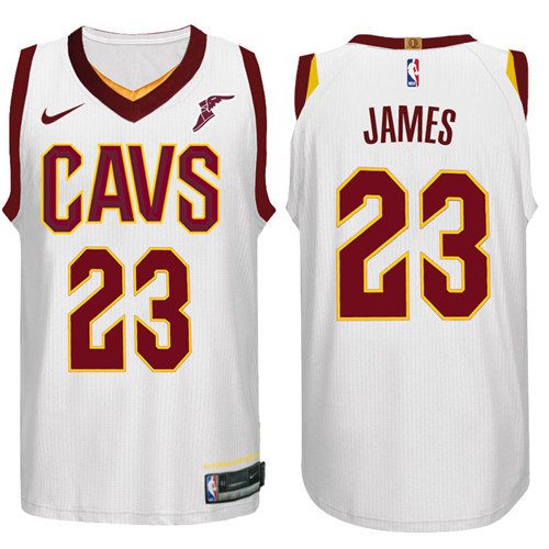 Men Cavaliers LeBron James #23 Performance Basketball White Jersey