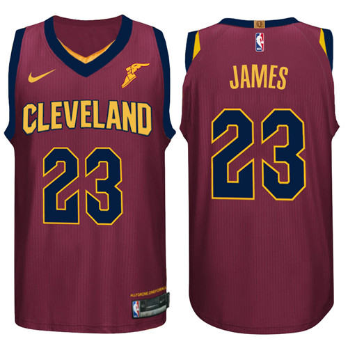 Men Cavaliers LeBron James #23 Performance Basketball Wine Jersey