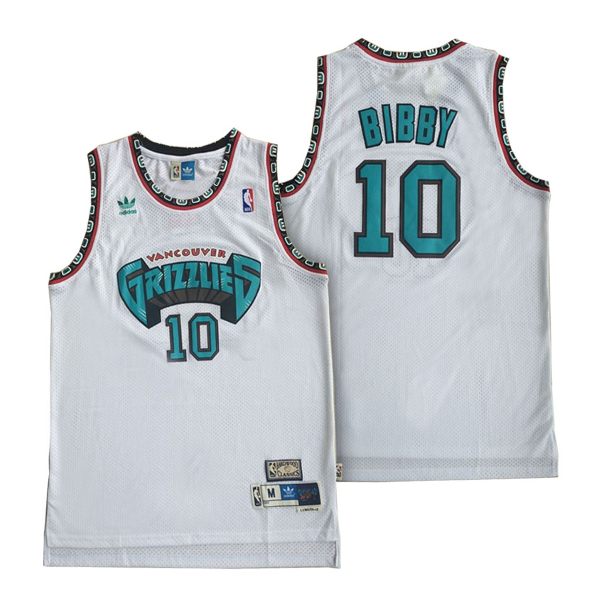 Men Grizzlies Mike Bibby #10 Hardwood Classic White Jersey