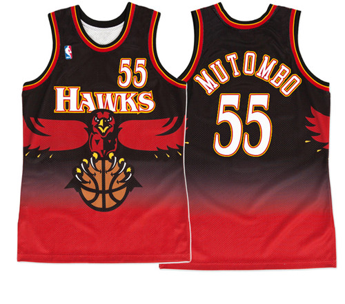 Men Hawks Dikembe Mutombo #55 Hardwood Classic Black Jersey