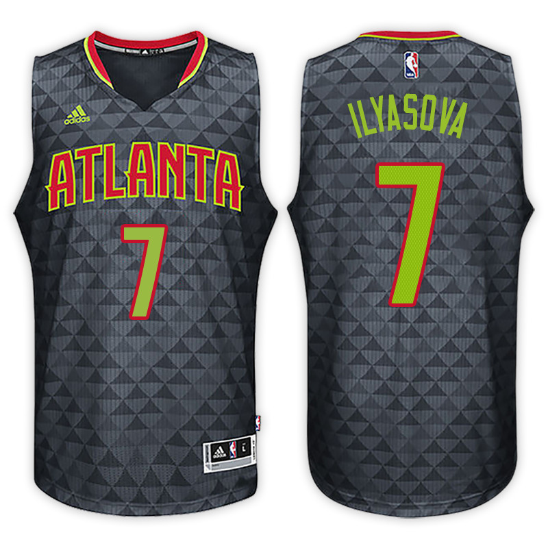 Men Hawks Ersan Ilyasova NBA Swingman Road Black Jersey