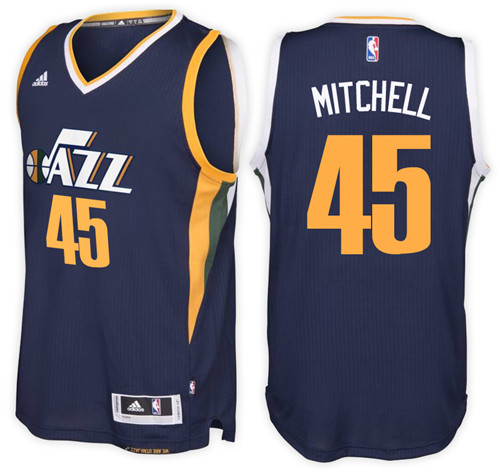 Men Jazz Donovan Mitchell #45 Road Navy Jersey