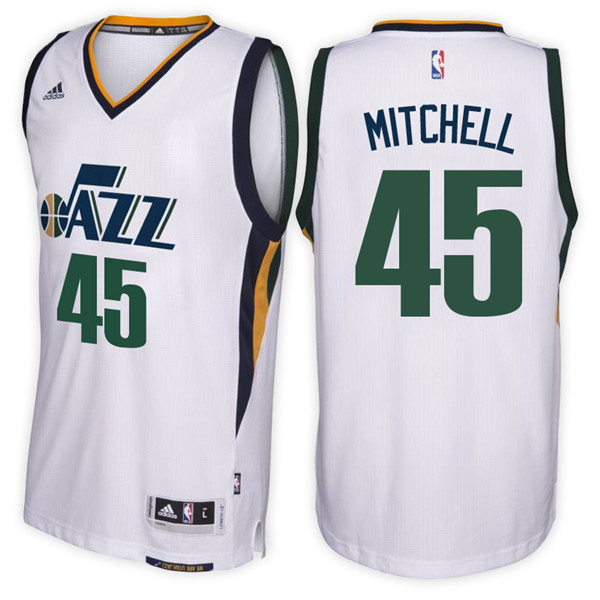 Men Jazz Donovan Mitchell NBA Swingman Road White Jersey