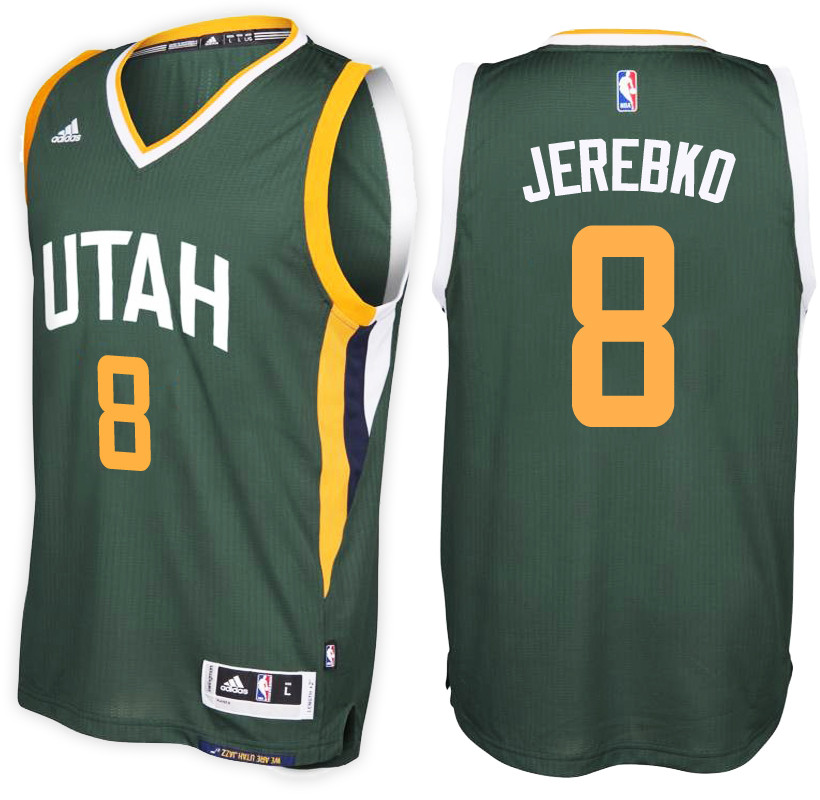 Men Jazz Jonas Jerebko NBA Swingman Road Green Jersey