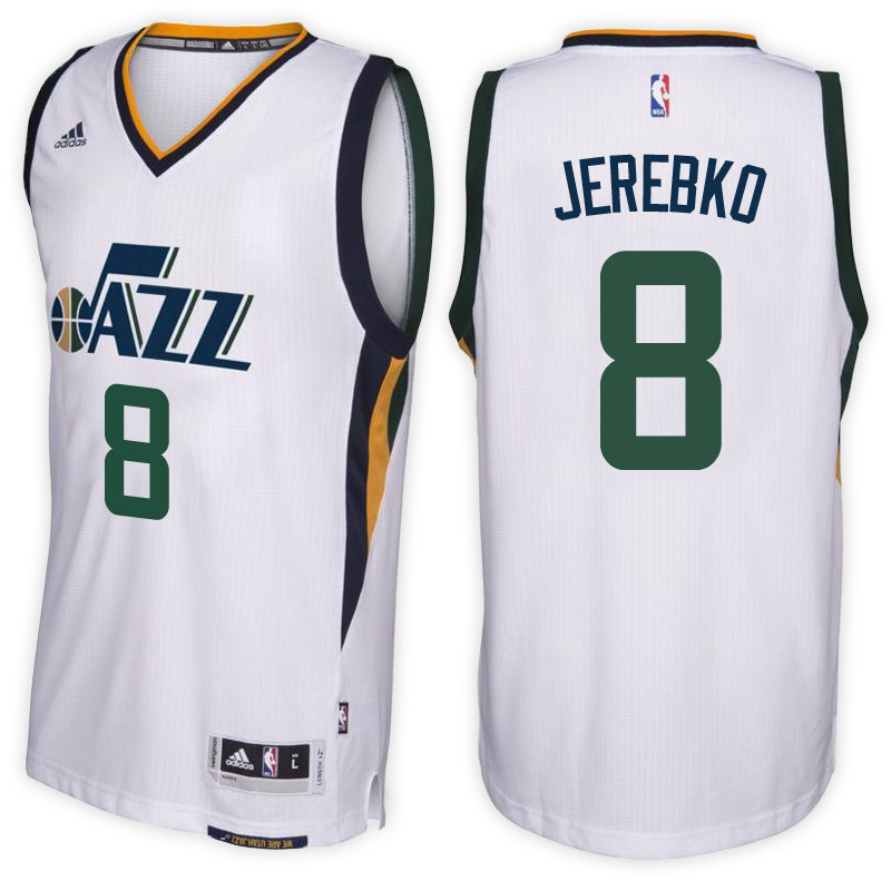 Men Jazz Jonas Jerebko NBA Swingman Road White Jersey