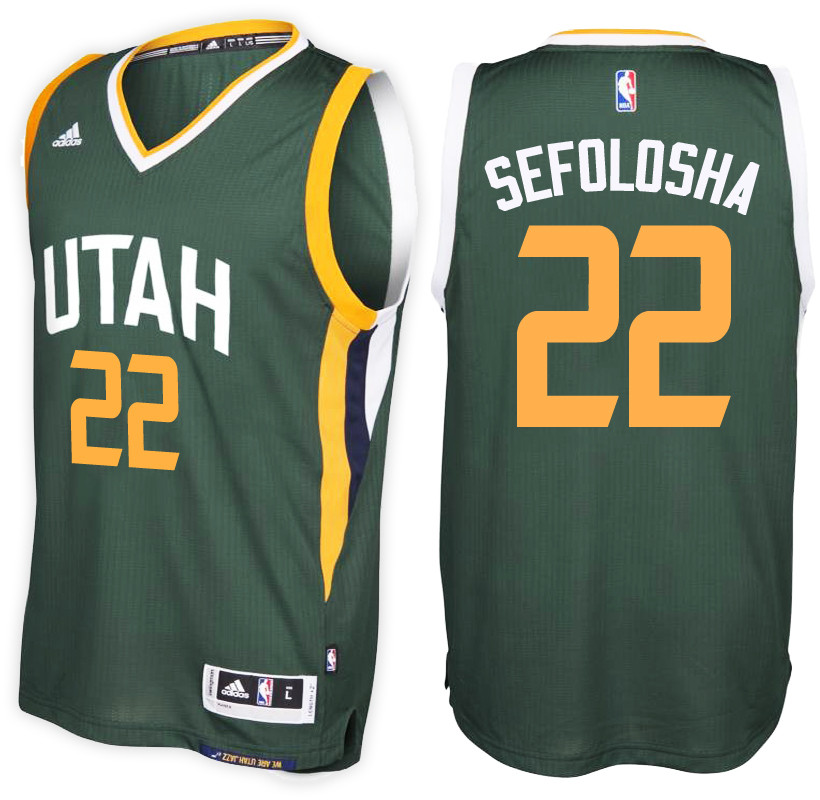 Men Jazz Thabo Sefolosha NBA Swingman Road Green Jersey