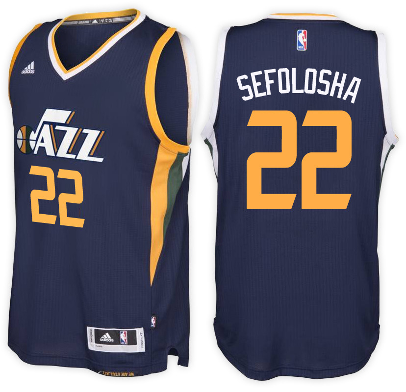 Men Jazz Thabo Sefolosha NBA Swingman Road Navy Jersey