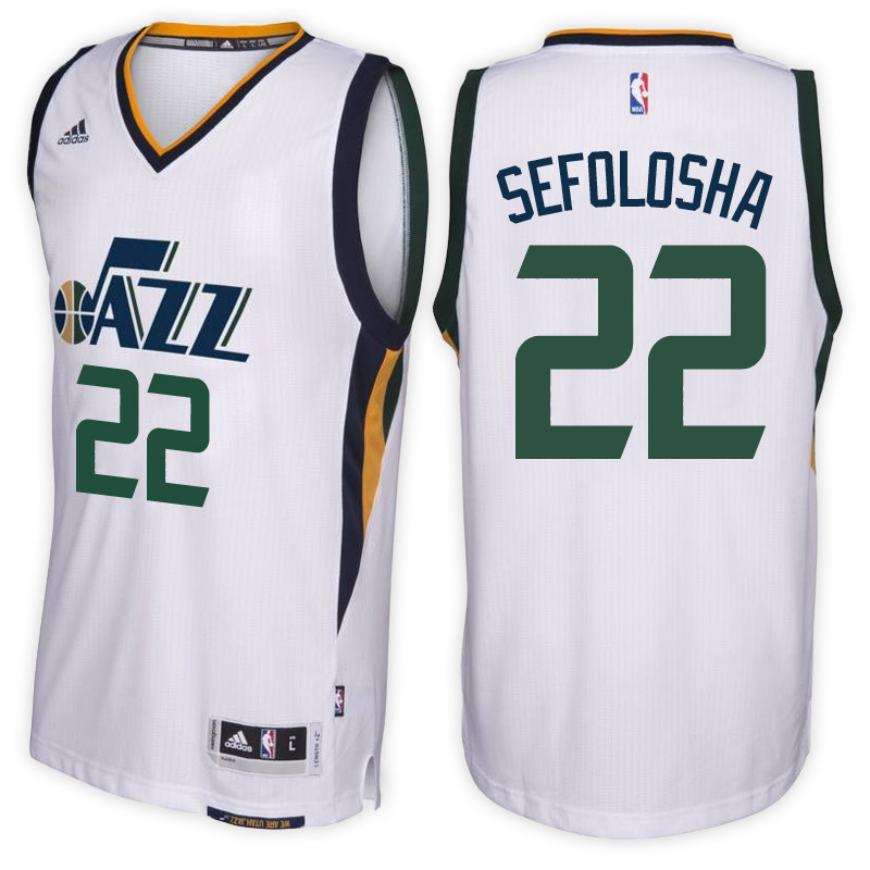 Men Jazz Thabo Sefolosha NBA Swingman Road White Jersey