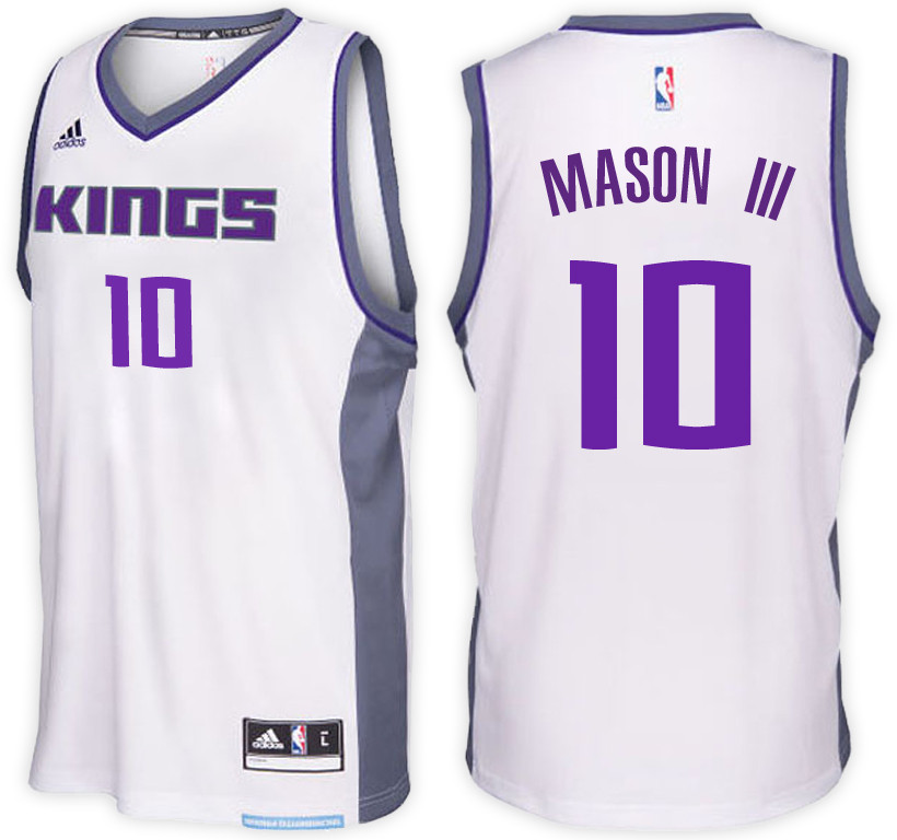 Men Kings #10 Frank Mason III Swingman Road White Jersey