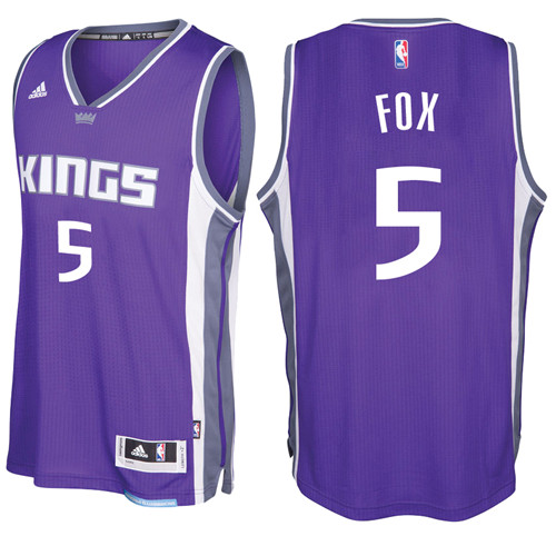 Men Kings De'Aaron Fox #5 Road Purple Jersey