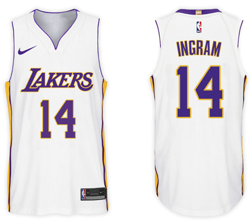 Men Lakers Brandon Ingram #14 NBA 2017 18 New Season White Jersey