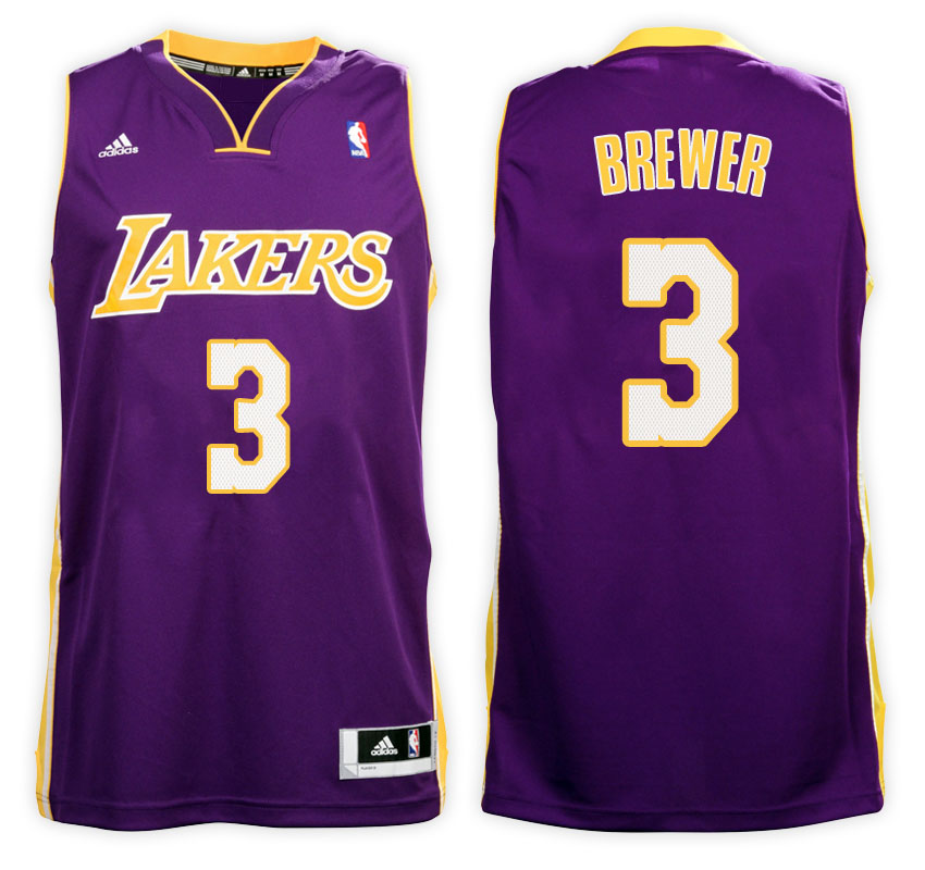 Men Lakers Corey Brewer #3 Road Purple Jersey