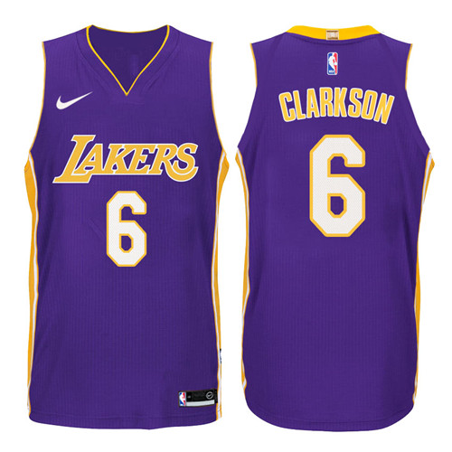 Men Lakers Jordan Clarkson #6 2017 18 Statement Purple Jersey