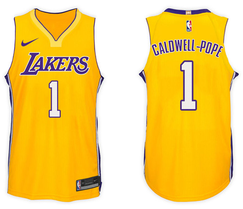 Men Lakers Kentavious Caldwell Pope #1 NBA 2017 18 New Season Gold Jersey