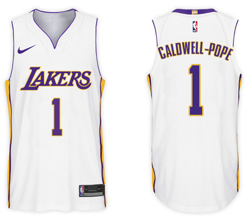 Men Lakers Kentavious Caldwell Pope #1 NBA 2017 18 New Season White Jersey