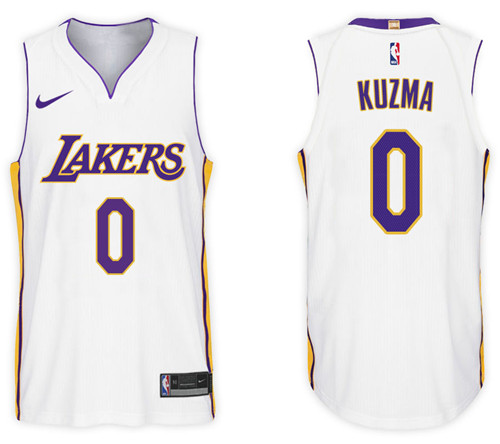 Men Lakers Kyle Kuzma #0 NBA 2017 18 New Season White Jersey