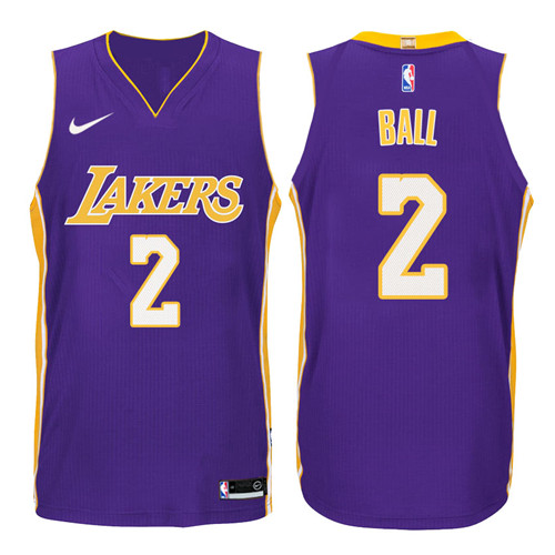 Men Lakers Lonzo Ball #2 2017 18 Statement Purple Jersey