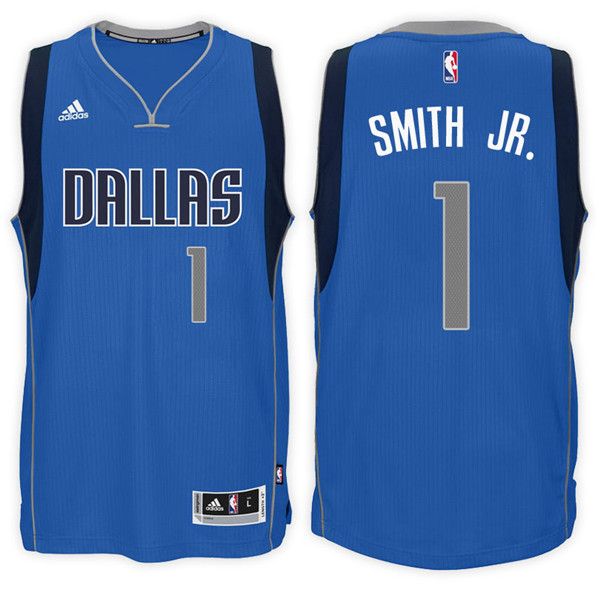 Men Mavericks Dennis Smith Jr Swingman Road Blue Jersey