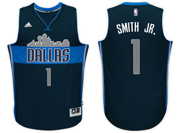 Men Mavericks Dennis Smith Jr Swingman Road Navy Jersey