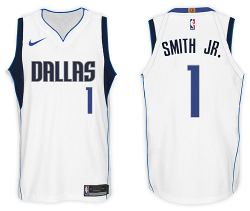 Men Mavericks Dennis Smith Jr. #1 2017 18 New Season White Jersey