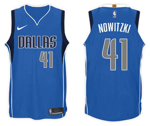 Men Mavericks Dirk Nowitzki #41 2017 18 New Season Blue Jersey