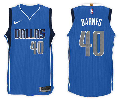 Men Mavericks Harrison Barnes #40 2017 18 New Season Blue Jersey