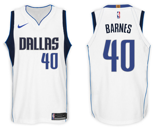 Men Mavericks Harrison Barnes #40 2017 18 New Season White Jersey