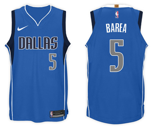 Men Mavericks J.J. Barea #5 2017 18 New Season Blue Jersey