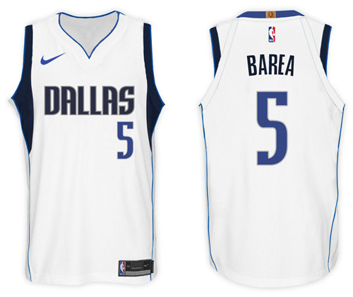 Men Mavericks J.J. Barea #5 2017 18 New Season White Jersey