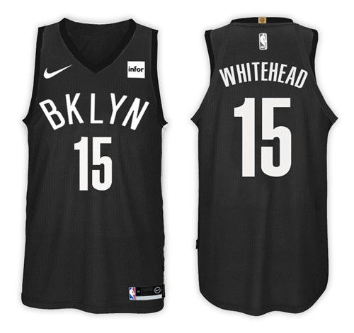 Men Nets Isaiah Whitehead #15 2017 18 Statement Black Jersey