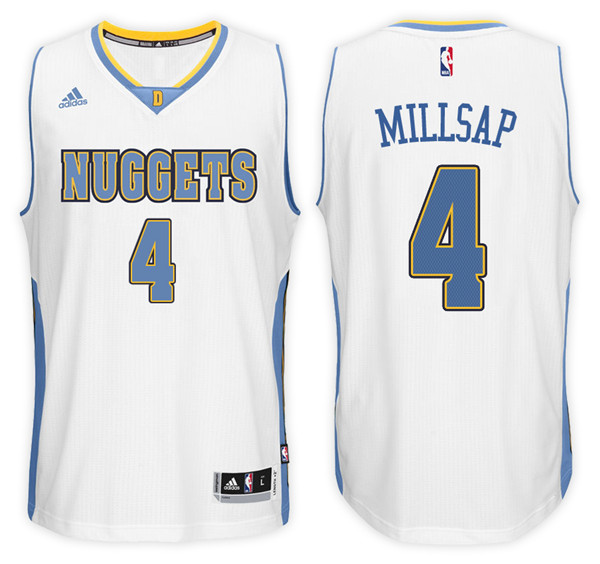 Men Nuggets Paul Millsap NBA Swingman Road White Jersey