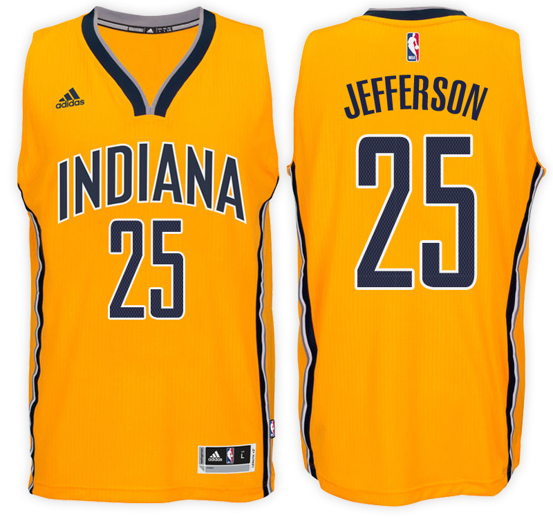 Men Pacers Al Jefferson #25 NBA Swingman Road Gold Jersey