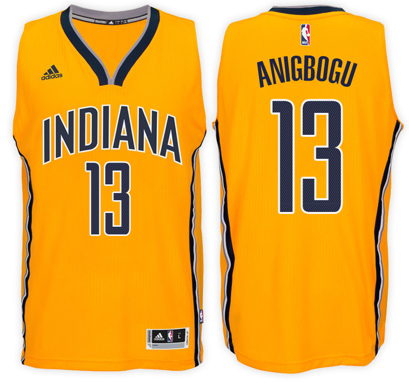 Men Pacers Ike Anigbogu #13 NBA Swingman Road Gold Jersey