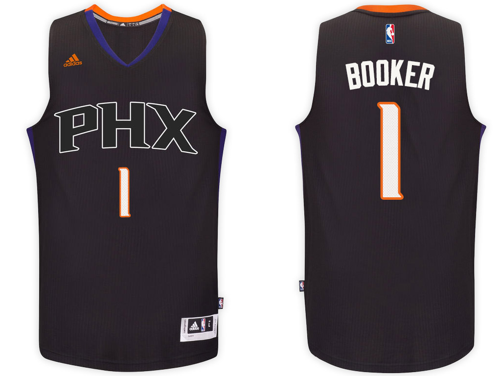 Men Phoenix Suns 1 Devin Booker Black Swingman Alternate Jersey