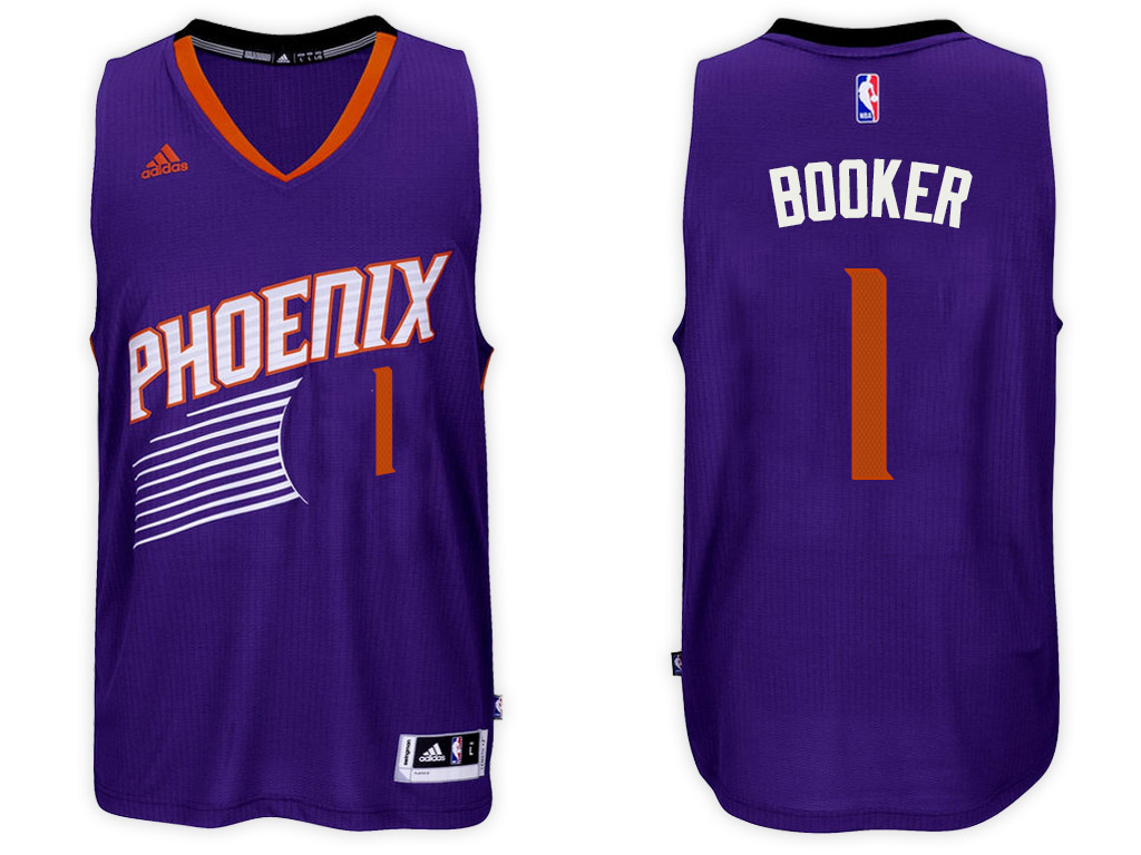 Men Phoenix Suns 1 Devin Booker Purple Swingman Road Jersey