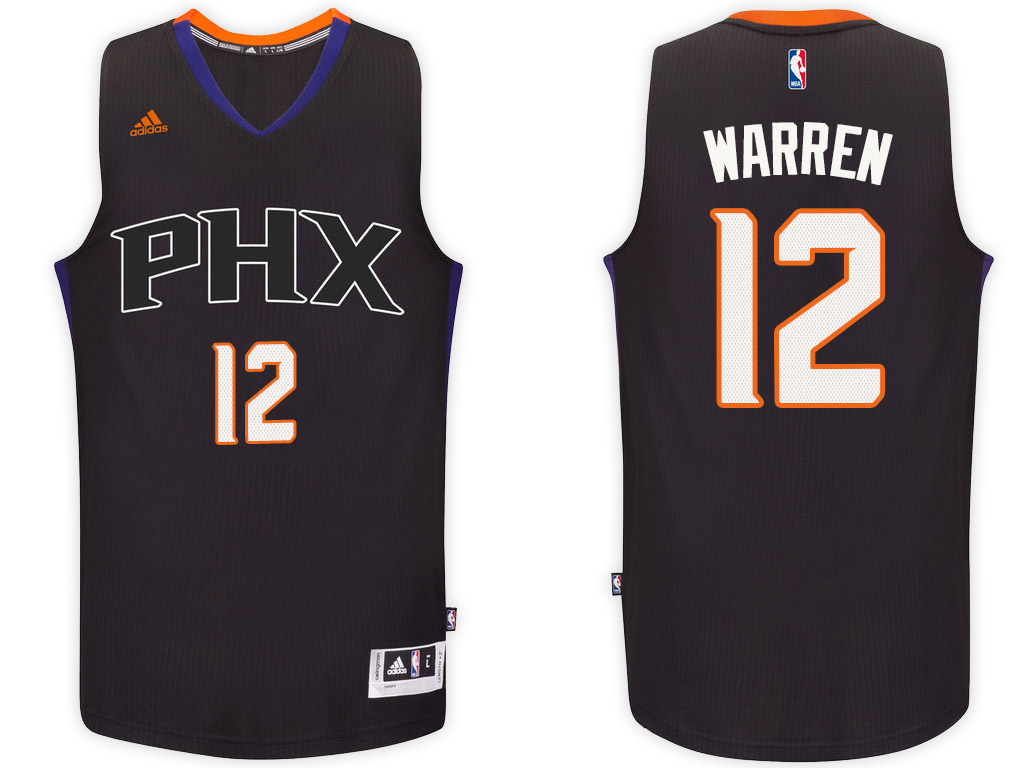 Men Phoenix Suns 12 Tj Warren Black Swingman Alternate Jersey