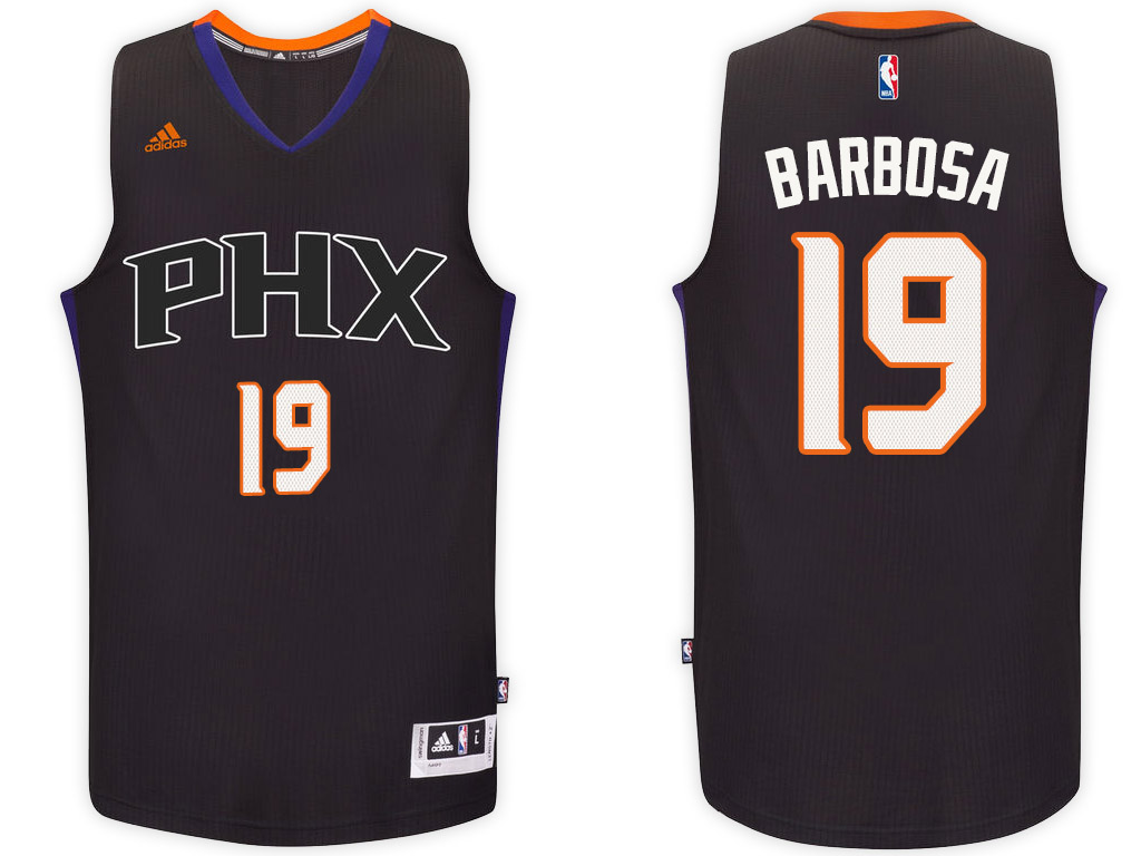 Men Phoenix Suns 19 Leandro Barbosa Black Swingman Alternate Jersey