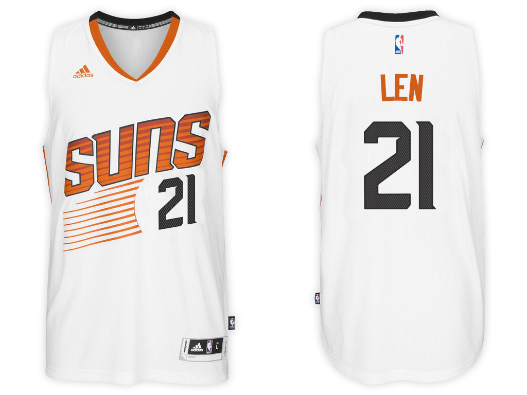 Men Phoenix Suns 21 Alex Len White Swingman Road Jersey