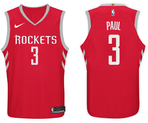 Men Rockets Chris Paul #3 NBA 2017 18 New Season Red Jersey