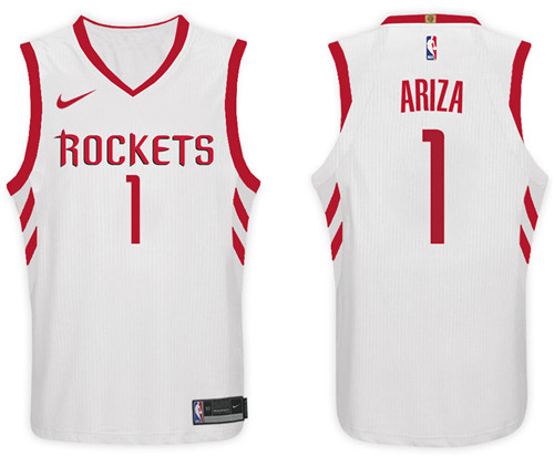 Men Rockets Trevor Ariza #1 NBA 2017 18 New Season White Jersey