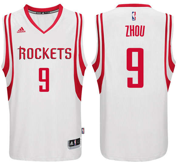 Men Rockets Zhou Qi NBA Swingman Road White Jersey