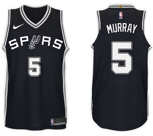 Men Spurs Dejounte Murray #5 2017 18 New Season Black Jersey