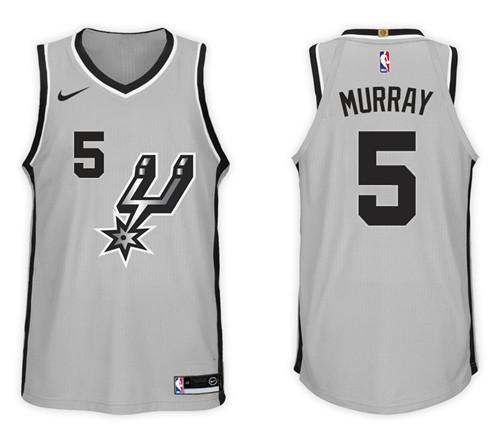 Men Spurs Dejounte Murray #5 2017 18 Statement Gray Jersey