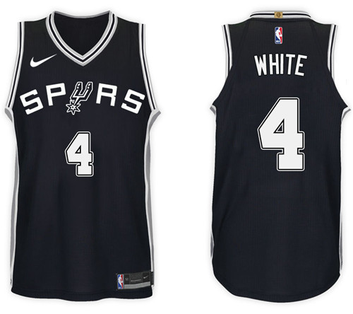 Men Spurs Derrick White #4 2017 18 New Season Black Jersey