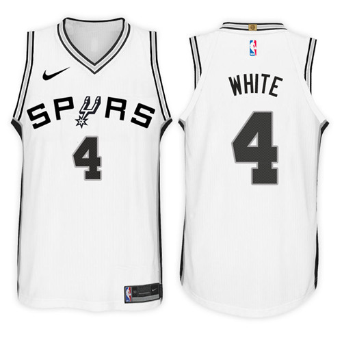 Men Spurs Derrick White #4 2017 18 New Season White Jersey