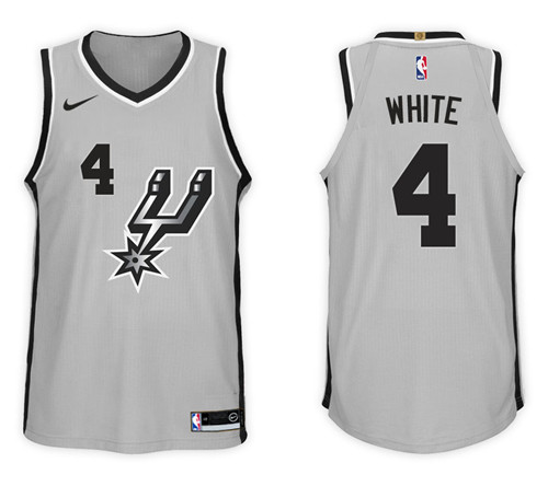 Men Spurs Derrick White #4 2017 18 Statement Gray Jersey