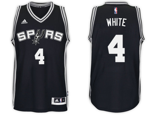 Men Spurs Derrick White #4 Road Black Jersey