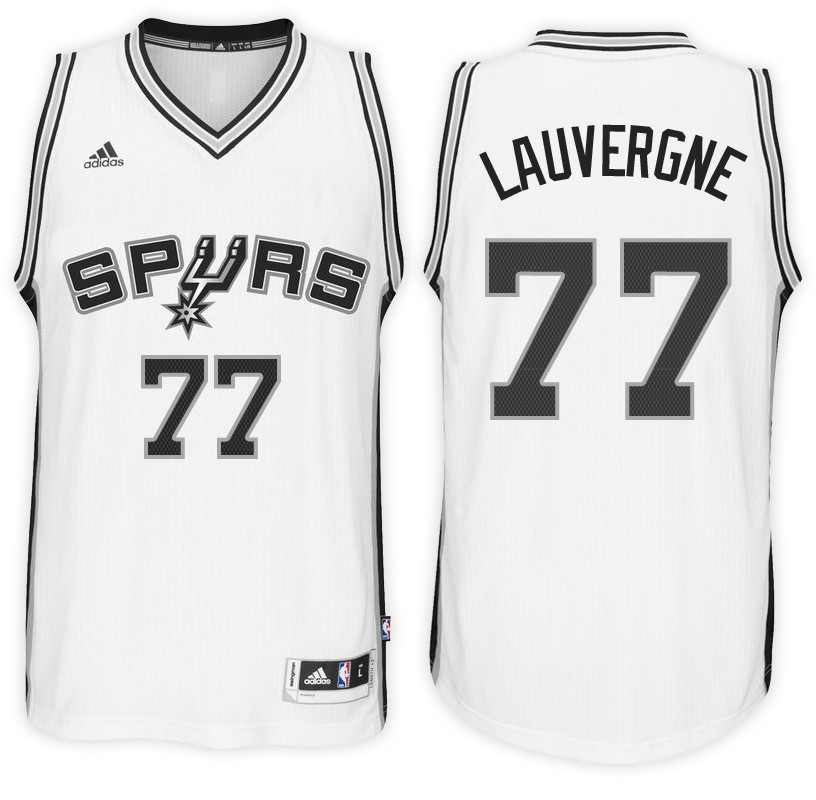 Men Spurs Joffrey Lauvergne NBA Swingman Road White Jersey